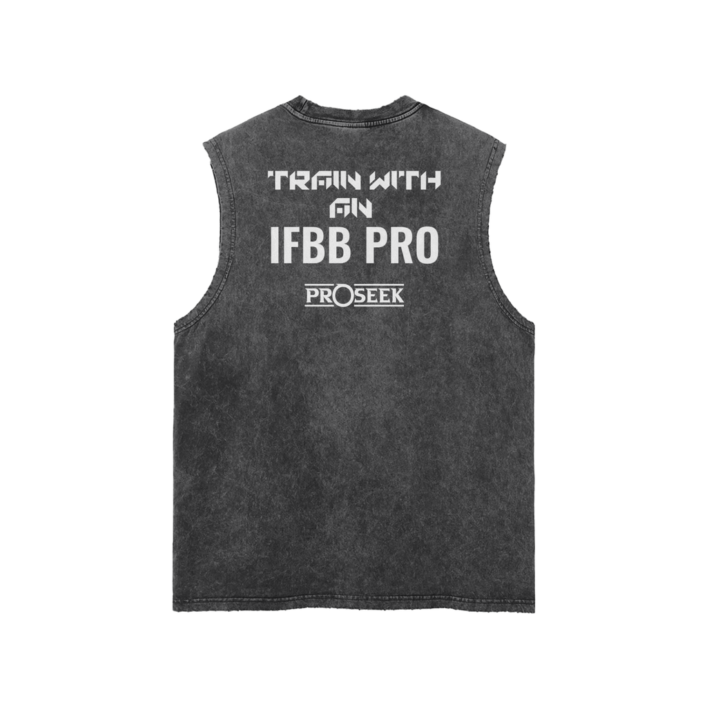 Streetwear Unisex Snow Washed Frayed Hem Tank Top